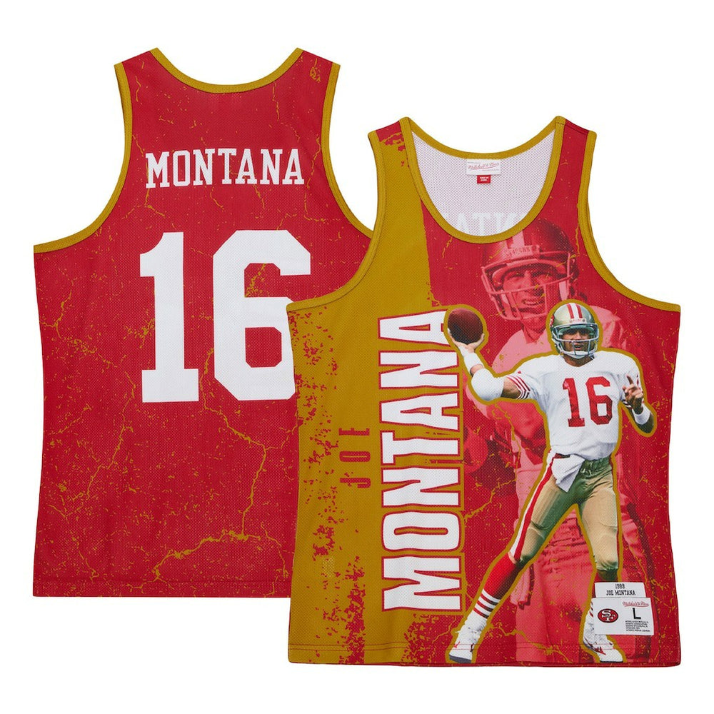 Joe Montana San Francisco 49ers 1989 Player Burst Tank Top Scarlet - Mitchell & Ness