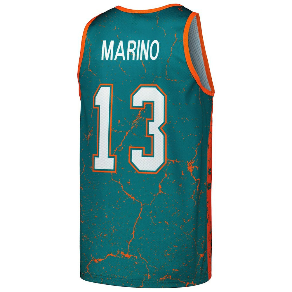 Dan Marino Miami Dolphins 1990 Player Burst Tank Top Aqua - Mitchell & Ness