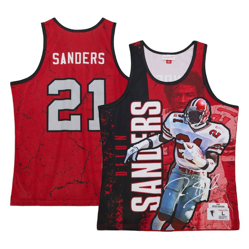 Deion Sanders Atlanta Falcons 1989 Player Burst Tank Top Red - Mitchell & Ness