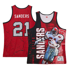 Deion Sanders Atlanta Falcons 1989 Player Burst Tank Top Red - Mitchell & Ness