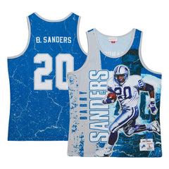Barry Sanders Detroit Lions 1991 Player Burst Tank Top Blue - Mitchell & Ness