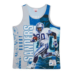 Barry Sanders Detroit Lions 1991 Player Burst Tank Top Blue - Mitchell & Ness