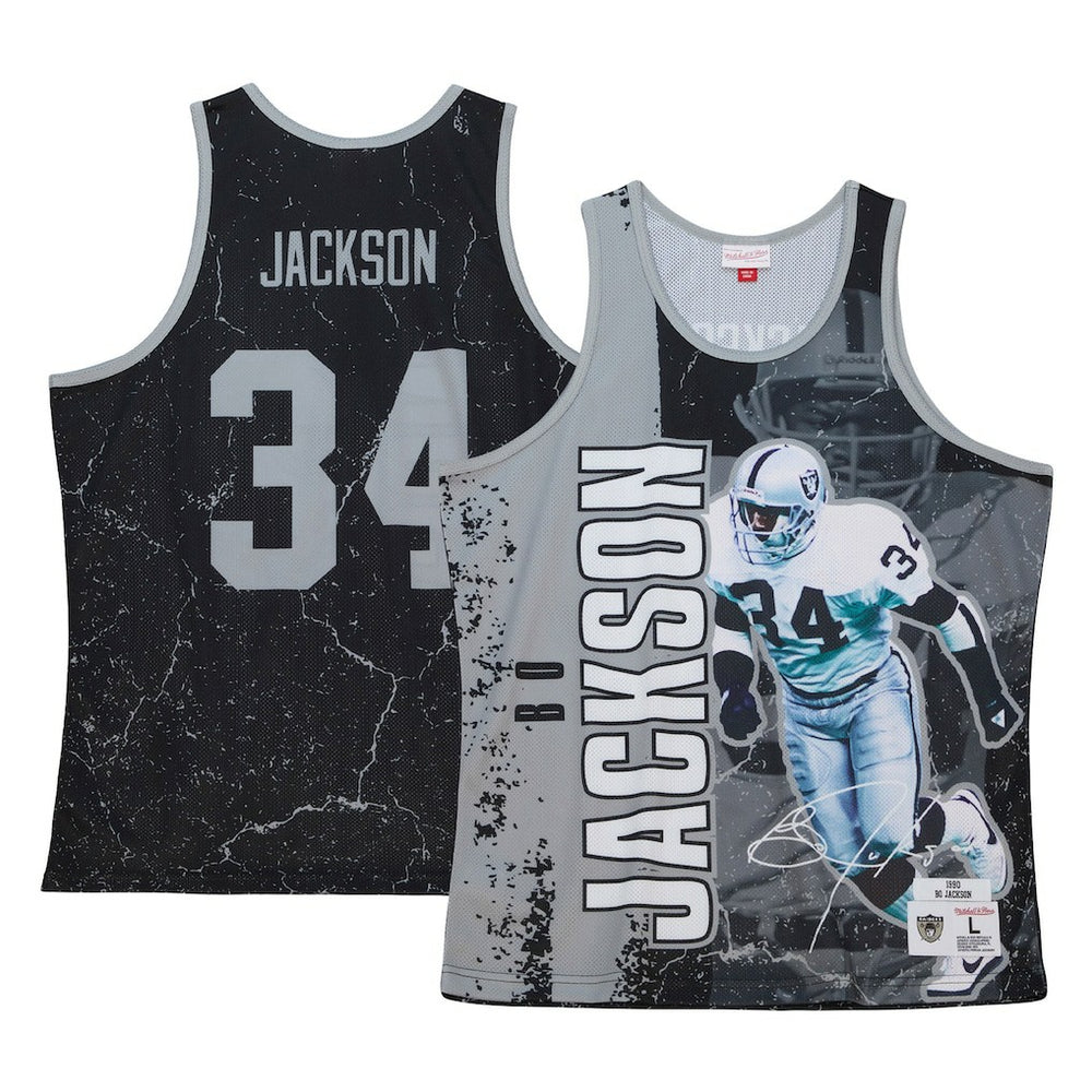 Bo Jackson Las Vegas Raiders 1990 Player Burst Tank Top Black - Mitchell & Ness