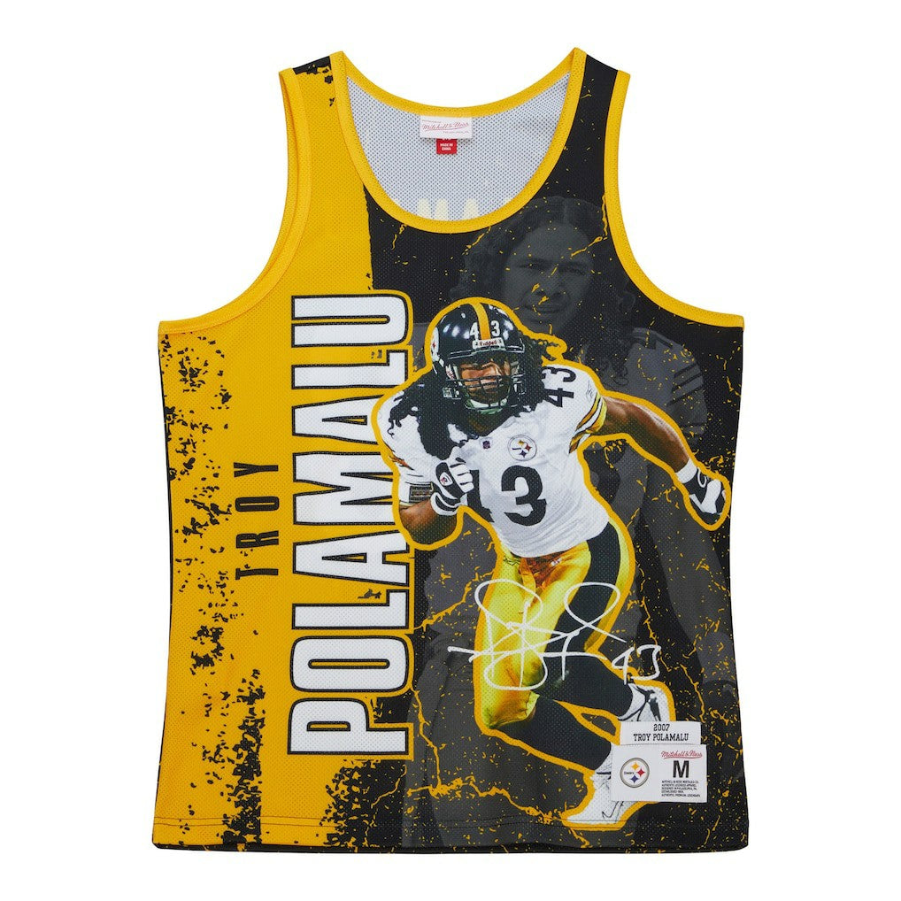 Troy Polamalu Pittsburgh Steelers 2007 Player Burst Tank Top Black - Mitchell & Ness