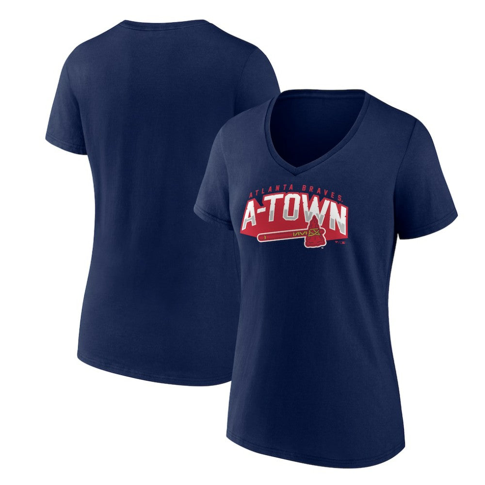 Atlanta Braves Women's Paint the Black V-Neck T-Shirt for sale