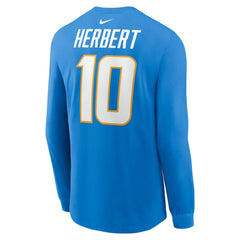 Justin Herbert Los Angeles Chargers Player Name & Number Long Sleeve T-Shirt Powder Blue - Nike