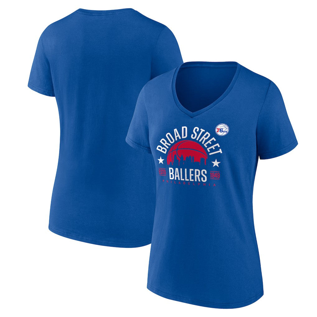 NBA - Philadelphia 76ers Women's Core Hometown Launch V-Neck T-Shirt - Royal