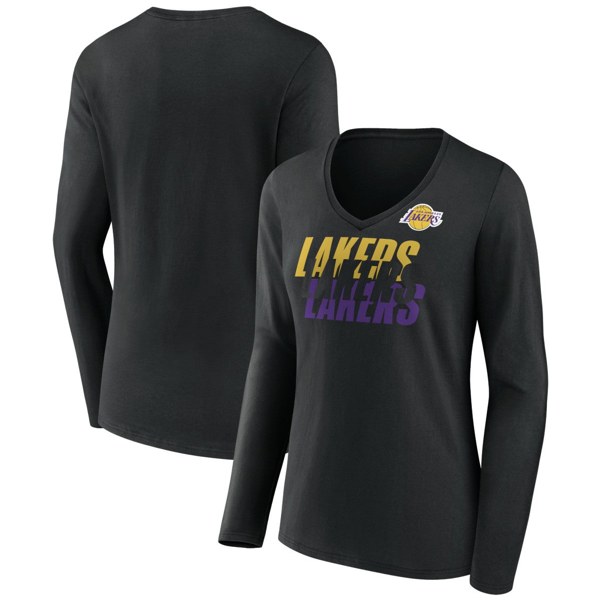 NBA - Los Angeles Lakers Women's Tumble V-Neck Long Sleeve T-Shirt - Black