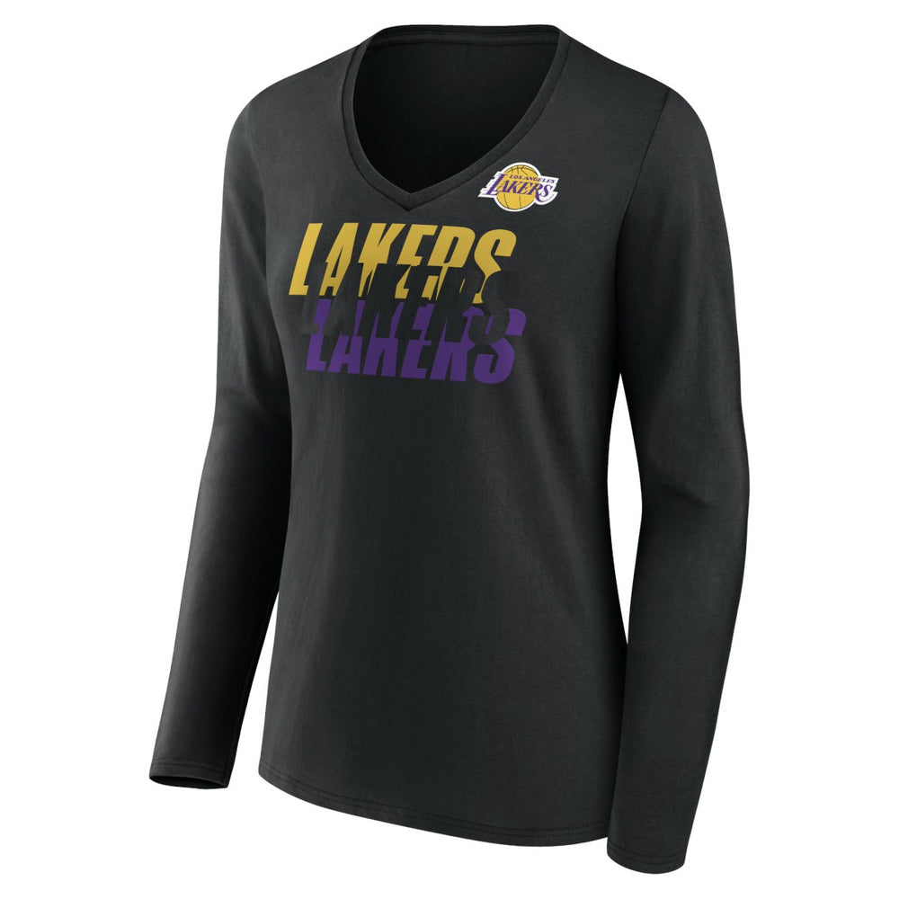 NBA - Los Angeles Lakers Women's Tumble V-Neck Long Sleeve T-Shirt - Black
