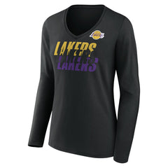 NBA - Los Angeles Lakers Women's Tumble V-Neck Long Sleeve T-Shirt - Black