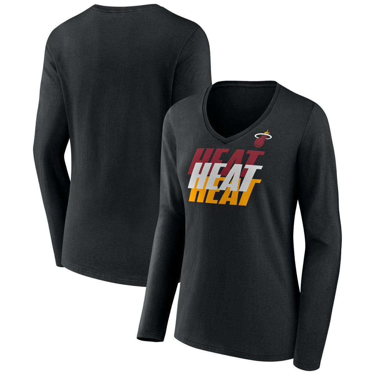 NBA - Miami Heat Women's Tumble V-Neck Long Sleeve T-Shirt - Black