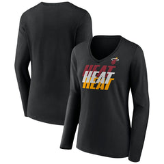 NBA - Miami Heat Women's Tumble V-Neck Long Sleeve T-Shirt - Black