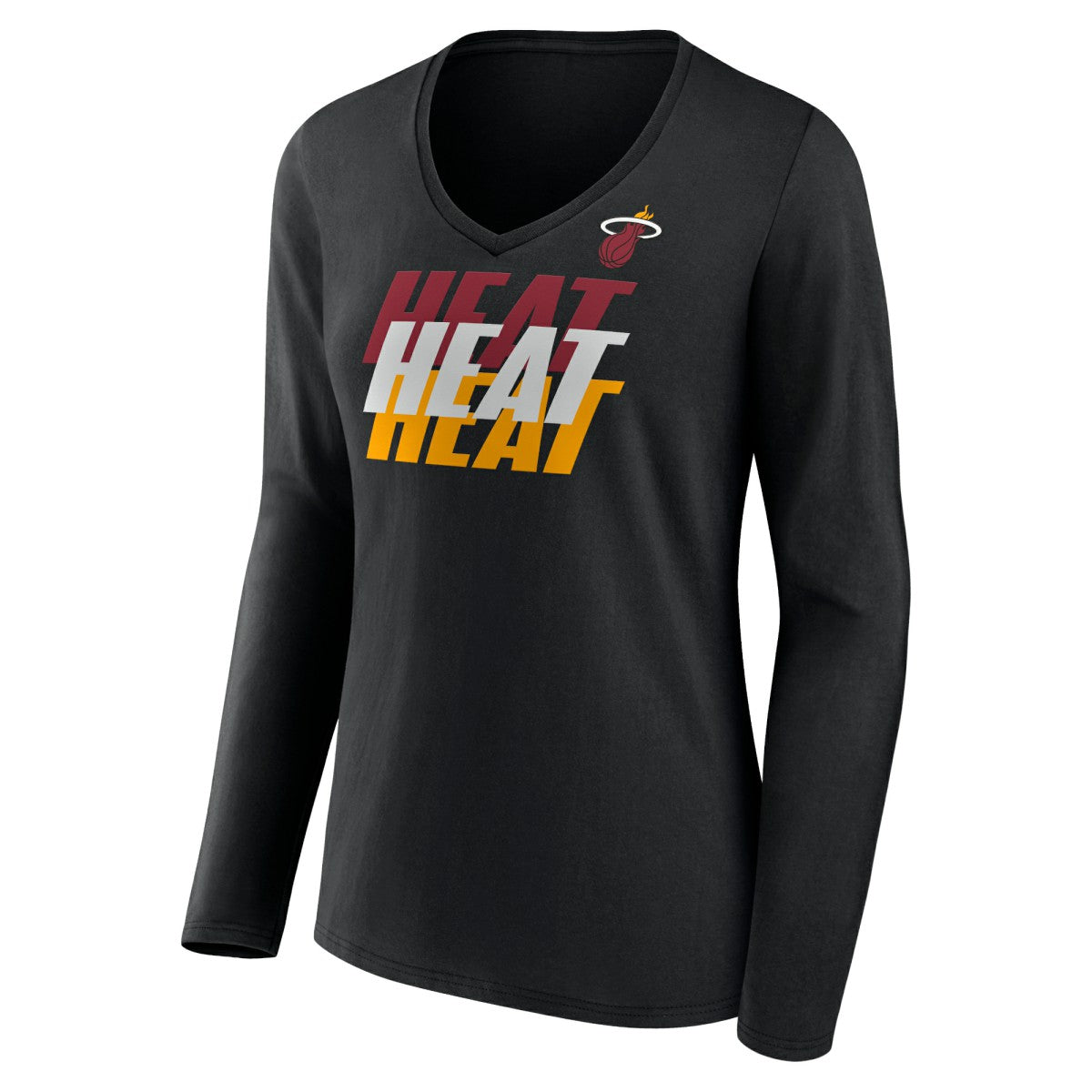 NBA - Miami Heat Women's Tumble V-Neck Long Sleeve T-Shirt - Black