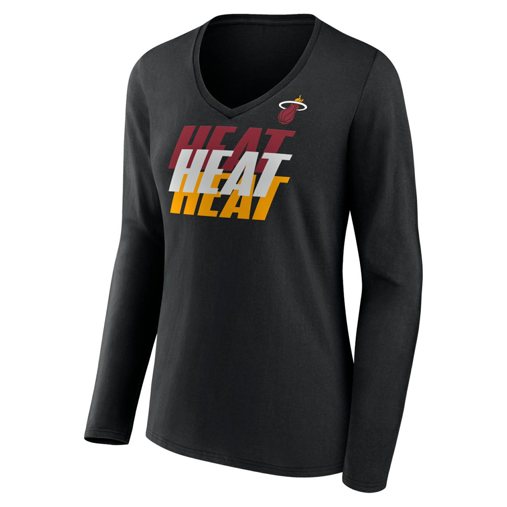 NBA - Miami Heat Women's Tumble V-Neck Long Sleeve T-Shirt - Black