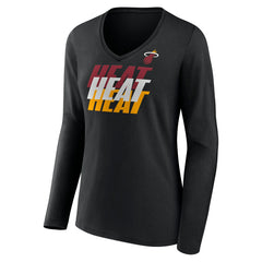 NBA - Miami Heat Women's Tumble V-Neck Long Sleeve T-Shirt - Black