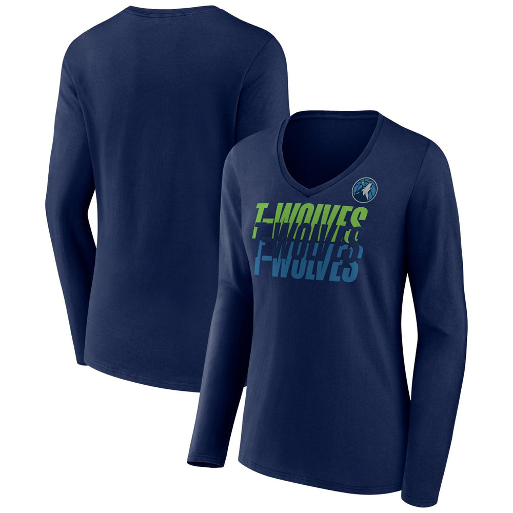 NBA - Minnesota Timberwolves Women's Tumble V-Neck Long Sleeve T-Shirt - Navy