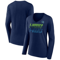 NBA - Minnesota Timberwolves Women's Tumble V-Neck Long Sleeve T-Shirt - Navy