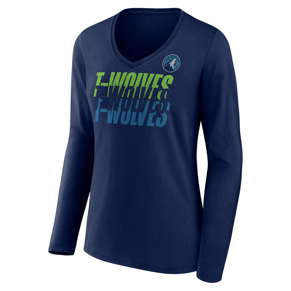 NBA - Minnesota Timberwolves Women's Tumble V-Neck Long Sleeve T-Shirt - Navy