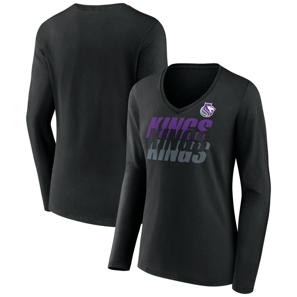 NBA - Portland Trail Blazers Women's Tumble V-Neck Long Sleeve T-Shirt - Black