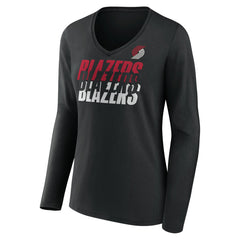 NBA - San Antonio Spurs Women's Tumble V-Neck Long Sleeve T-Shirt - Black