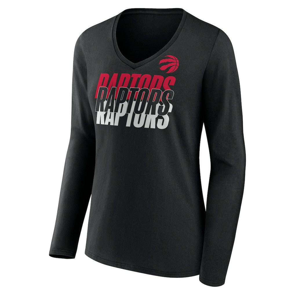 NBA - Toronto Raptors Women's Tumble V-Neck Long Sleeve T-Shirt - Black