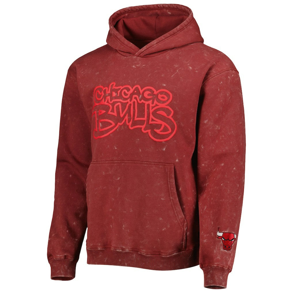 NBA - Chicago Bulls The Wild Collective Unisex Tonal Acid Wash Pullover Hoodie - Red