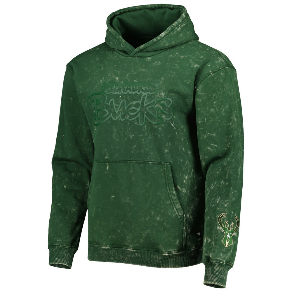NBA - Milwaukee Bucks The Wild Collective Unisex Tonal Acid Wash Pullover Hoodie - Hunter Green