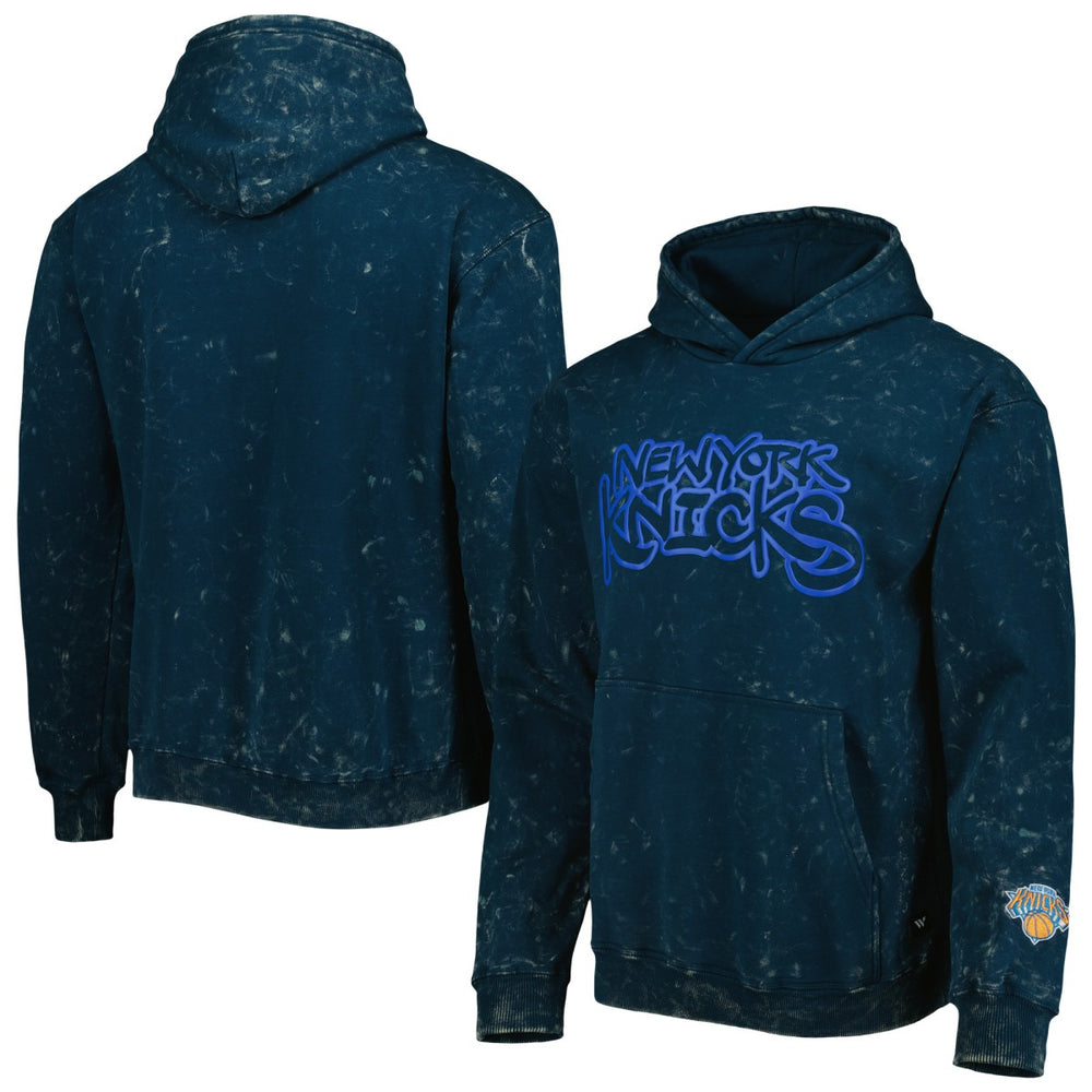 NBA - New York Knicks The Wild Collective Unisex Tonal Acid Wash Pullover Hoodie - Blue