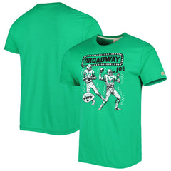 Joe Namath New York Jets Homage Unisex Unisex Caricature Retired Player Tri-Blend T-Shirt Heather Green - NFL