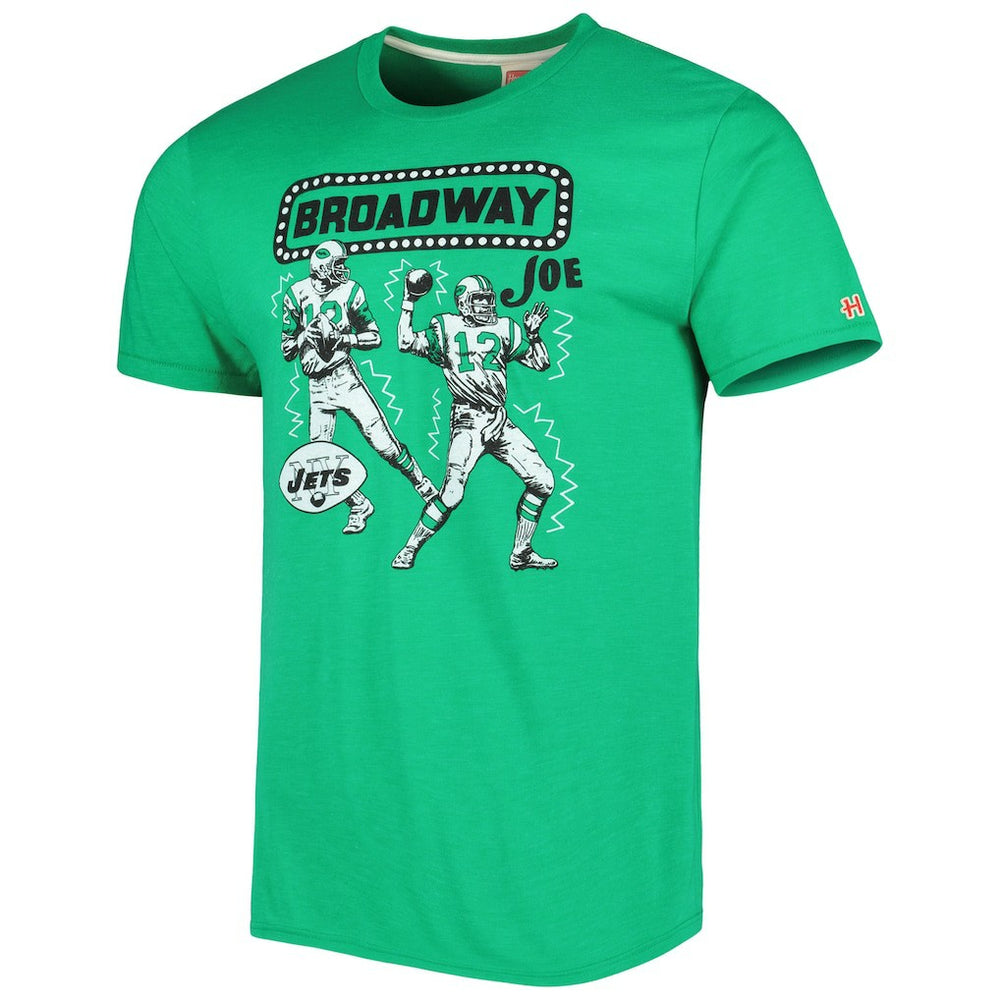 Joe Namath New York Jets Homage Unisex Unisex Caricature Retired Player Tri-Blend T-Shirt Heather Green - NFL