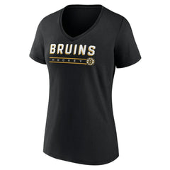 Boston Bruins Women's Primary Play V-Neck T-Shirt Black