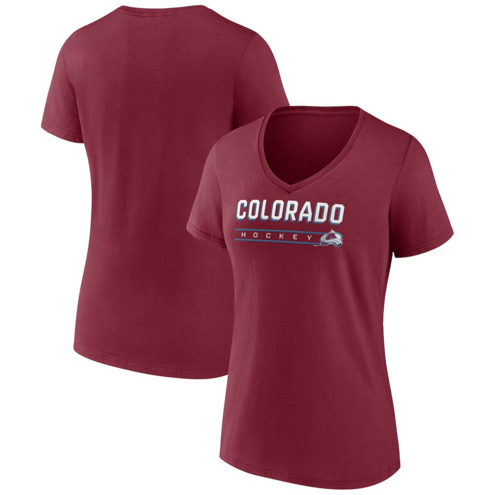 Colorado Avalanche - Women's Primary Play V-Neck T-Shirt Burgundy