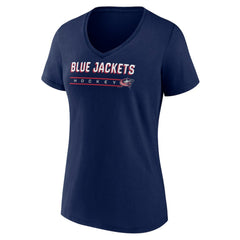Columbus Blue Jackets - Women's Primary Play V-Neck T-Shirt Navy
