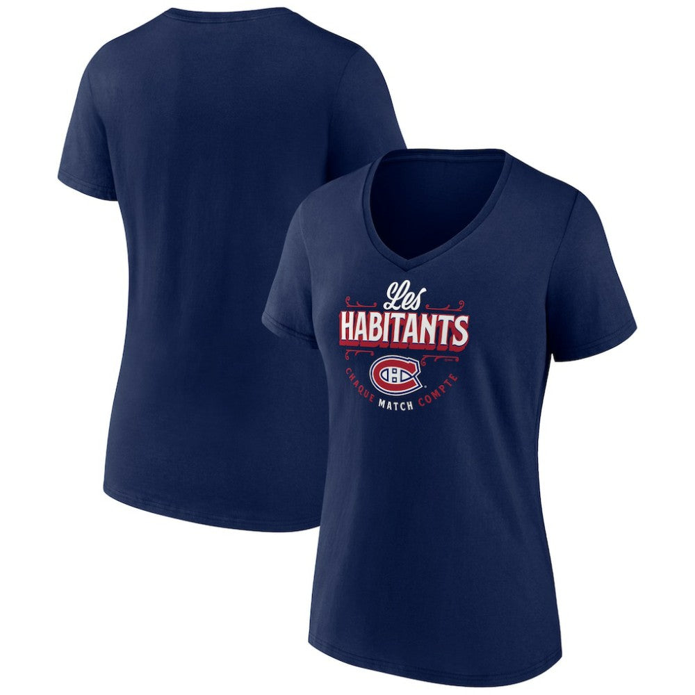 Montreal Canadiens - Women's Active Edge V-Neck T-Shirt Navy