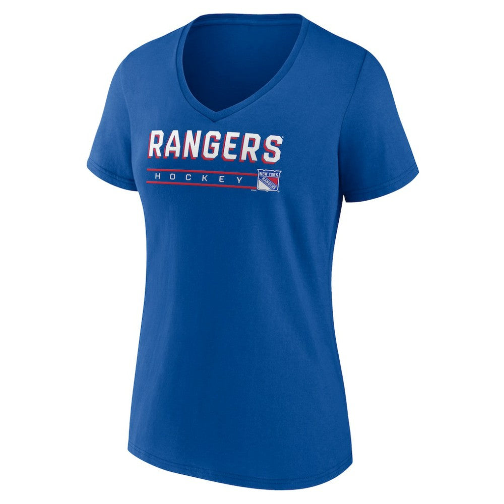 New York Rangers Women's Primary Play V-Neck T-Shirt Blue