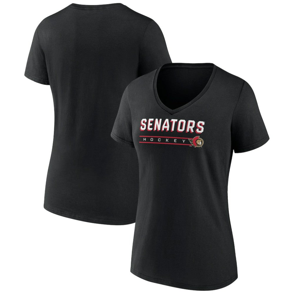 Ottawa Senators - Women's Primary Play V-Neck T-Shirt Black