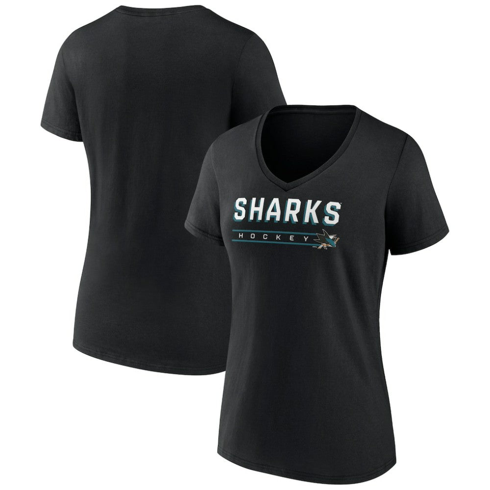 San Jose Sharks - Women's Primary Play V-Neck T-Shirt Black