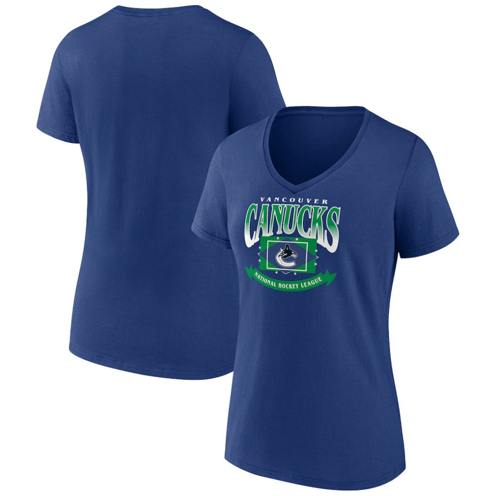 Vancouver Canucks - Women's Slapshot V-Neck T-Shirt Blue