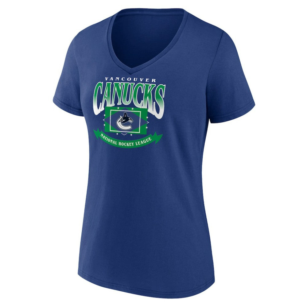 Vancouver Canucks - Women's Slapshot V-Neck T-Shirt Blue