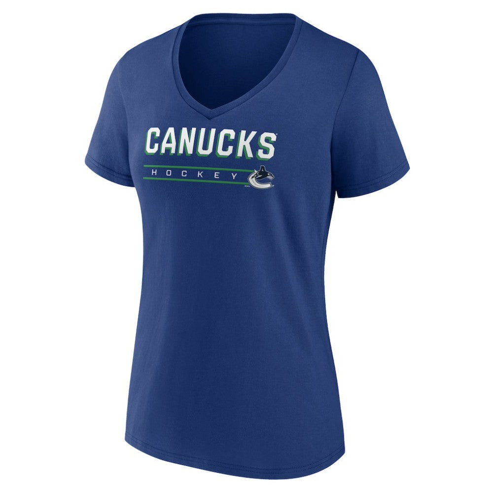 Vancouver Canucks - Women's Primary Play V-Neck T-Shirt Blue