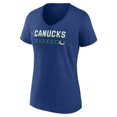 Vancouver Canucks - Women's Primary Play V-Neck T-Shirt Blue