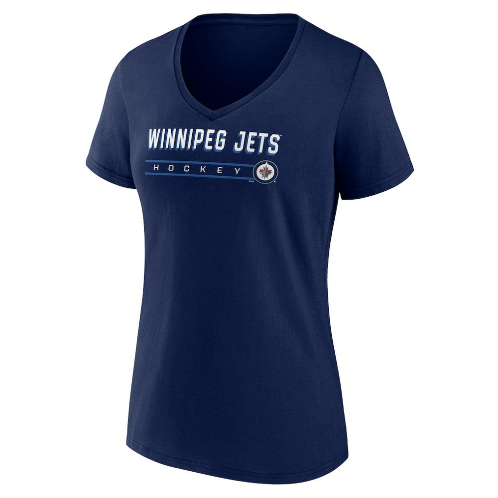 Winnipeg Jets - Women's Primary Play V-Neck T-Shirt Navy