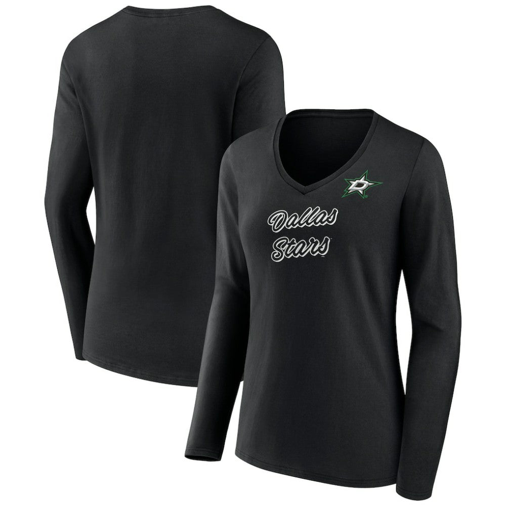 Dallas Stars - Women's Forge Long Sleeve V-Neck T-Shirt Black