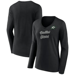 Dallas Stars - Women's Forge Long Sleeve V-Neck T-Shirt Black