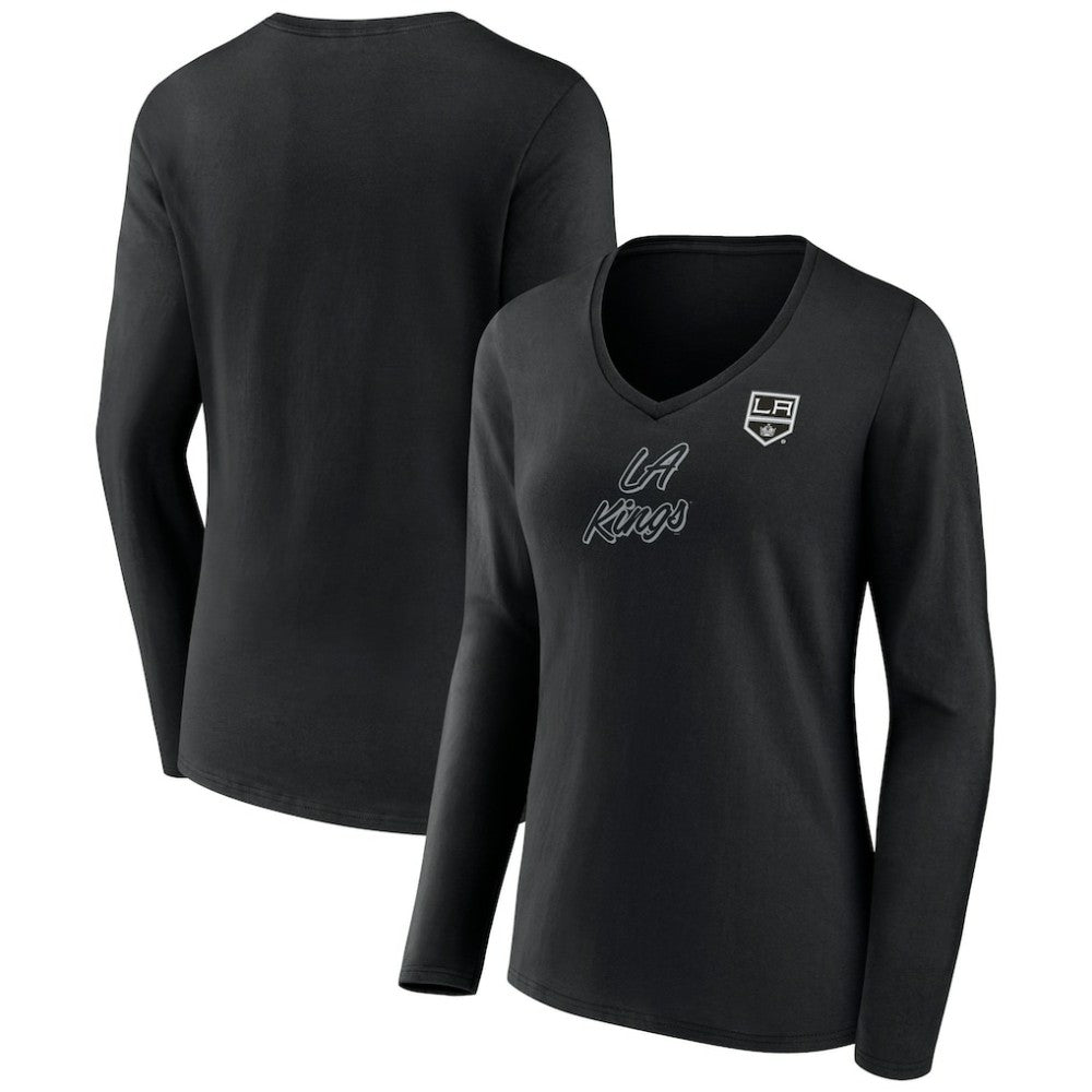 Los Angeles Kings - Women's Forge Long Sleeve V-Neck T-Shirt Black