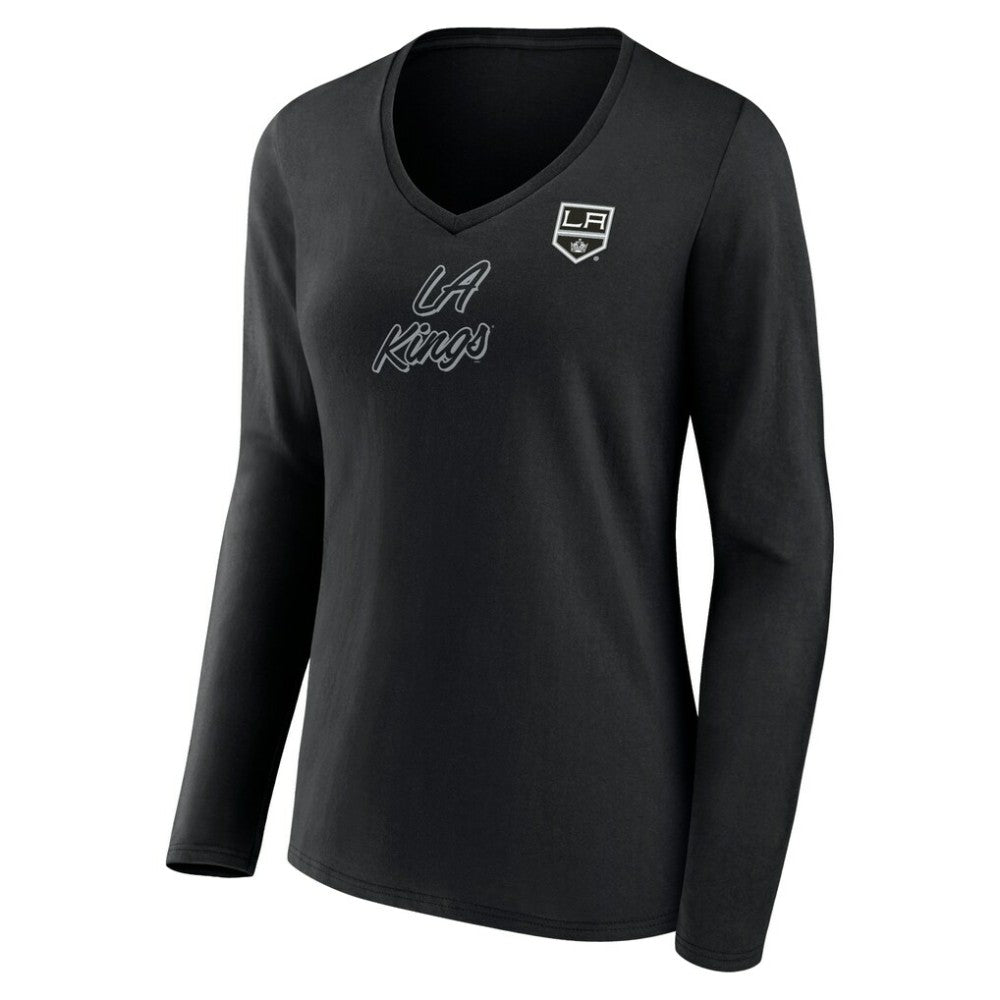 Los Angeles Kings - Women's Forge Long Sleeve V-Neck T-Shirt Black