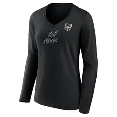 Los Angeles Kings - Women's Forge Long Sleeve V-Neck T-Shirt Black
