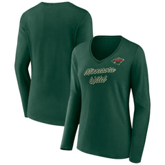 Minnesota Wild - Women's Forge Long Sleeve V-Neck T-Shirt Green