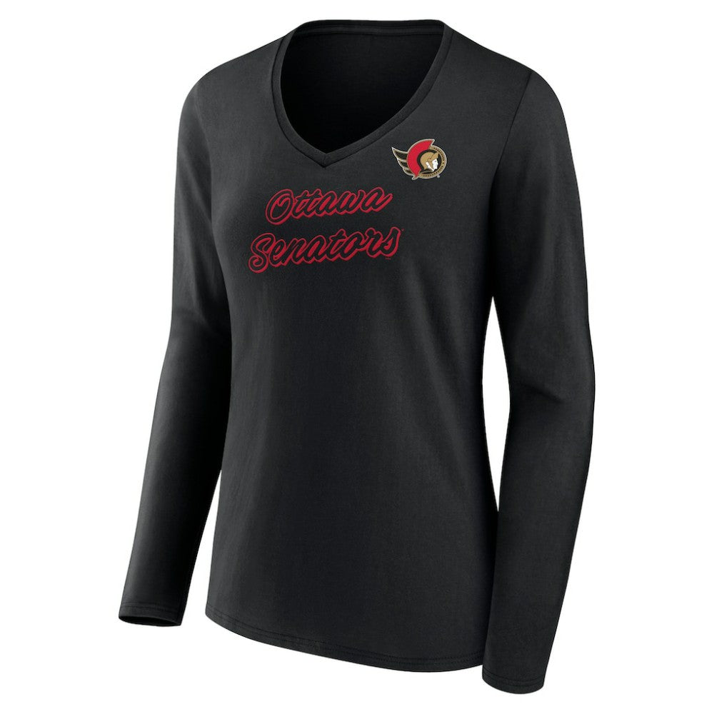 Ottawa Senators - Women's Forge Long Sleeve V-Neck T-Shirt Black