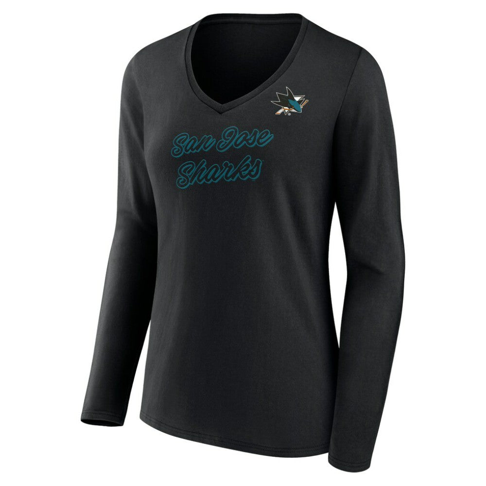 San Jose Sharks - Women's Forge Long Sleeve V-Neck T-Shirt Black